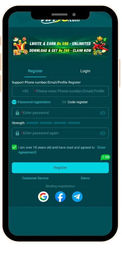 hh98 login & register